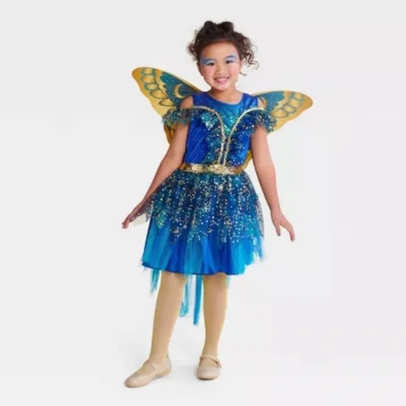 green emerald velvet dress Girls Glow Party Dress Light Up Butterfly Tulle Gown with 3D Wing Sparkly  Fairy Costume with Colorful Lights main image 0